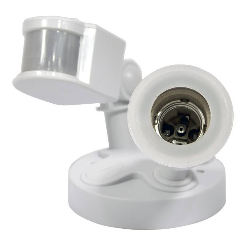 Lamp holder for E27 LED bulb with PIR 180º motion sensor IP44