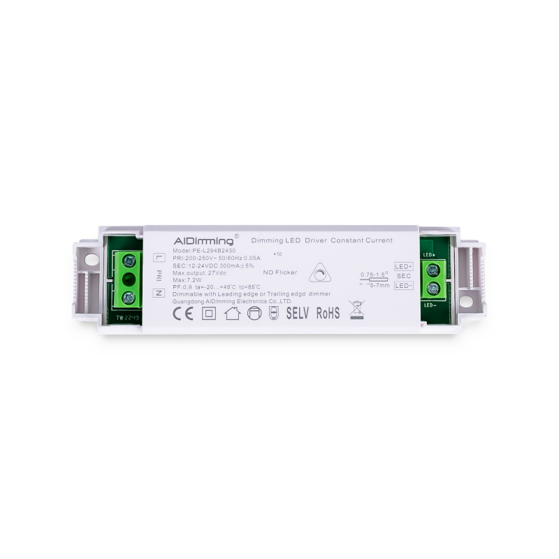 TRIAC dimmable driver - 12-24V DC - 300mA - 6W