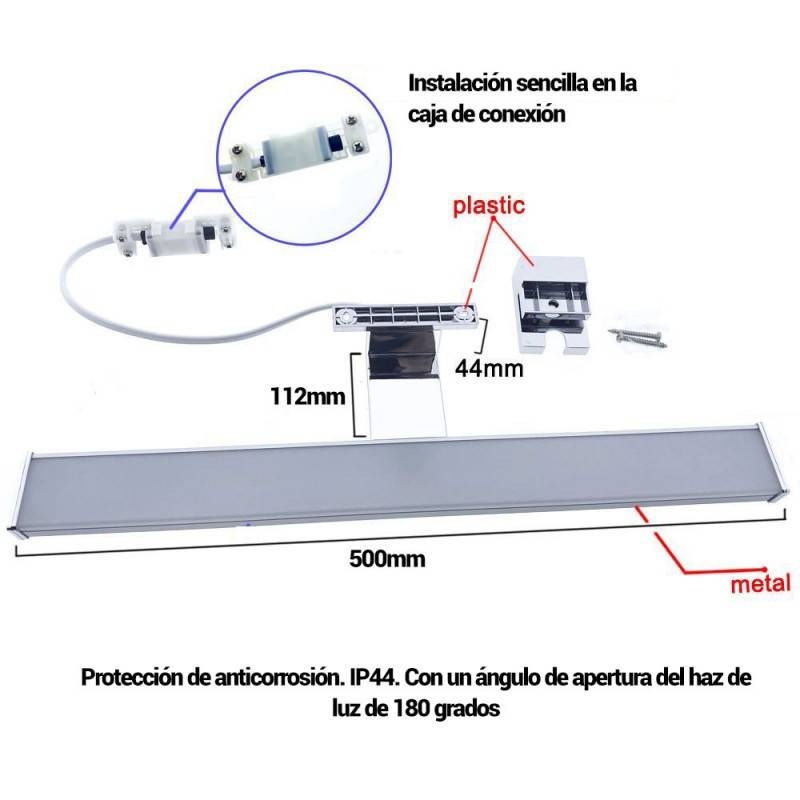 LED mirror wall light 800lm 10W - Mirror, cabinet or wall mounting