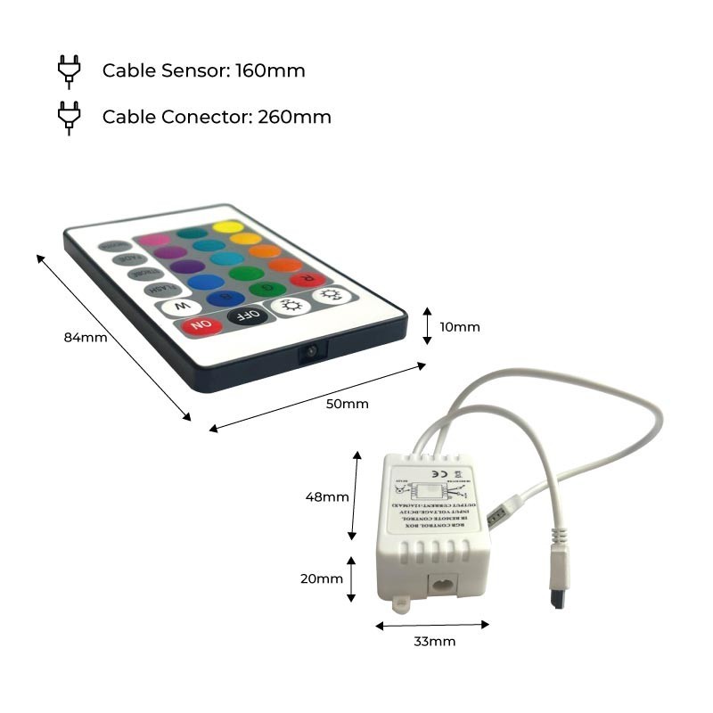 RGB LED Strip Controller 2 Amp per channel, IR Remote Control 24 Keys