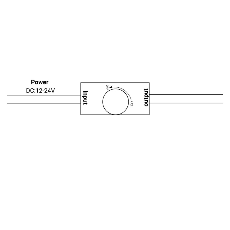 Dimmer for single colour LED strip - 12-24V DC - 2A
