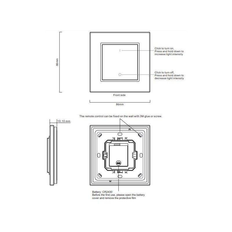 RF pushbutton mechanism Single-color dimmer switch for LED lighting SUNRICHER - Perfect RF
