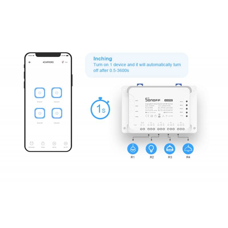 SONOFF 4CH 4 Channel 10A WiFi Switch for Smart Home