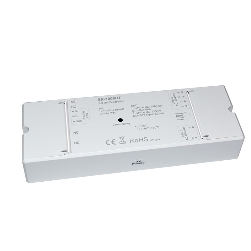 RGB dimmer controller 230V - 3 Channels - 1.6A/Channel - Receiver RF/DMX SUNRICHER - Perfect RF