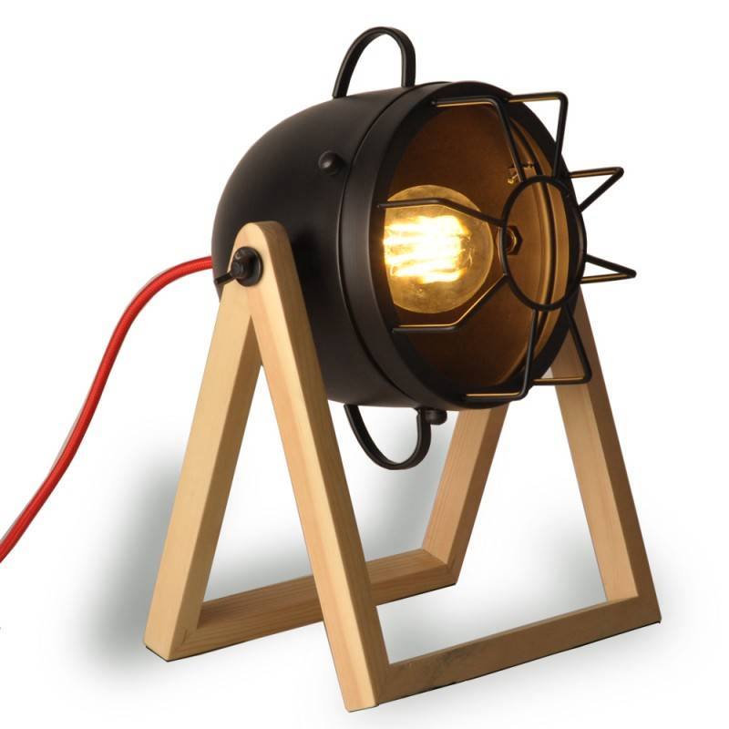 Vintage wooden table lamp "TACHICOM" E27