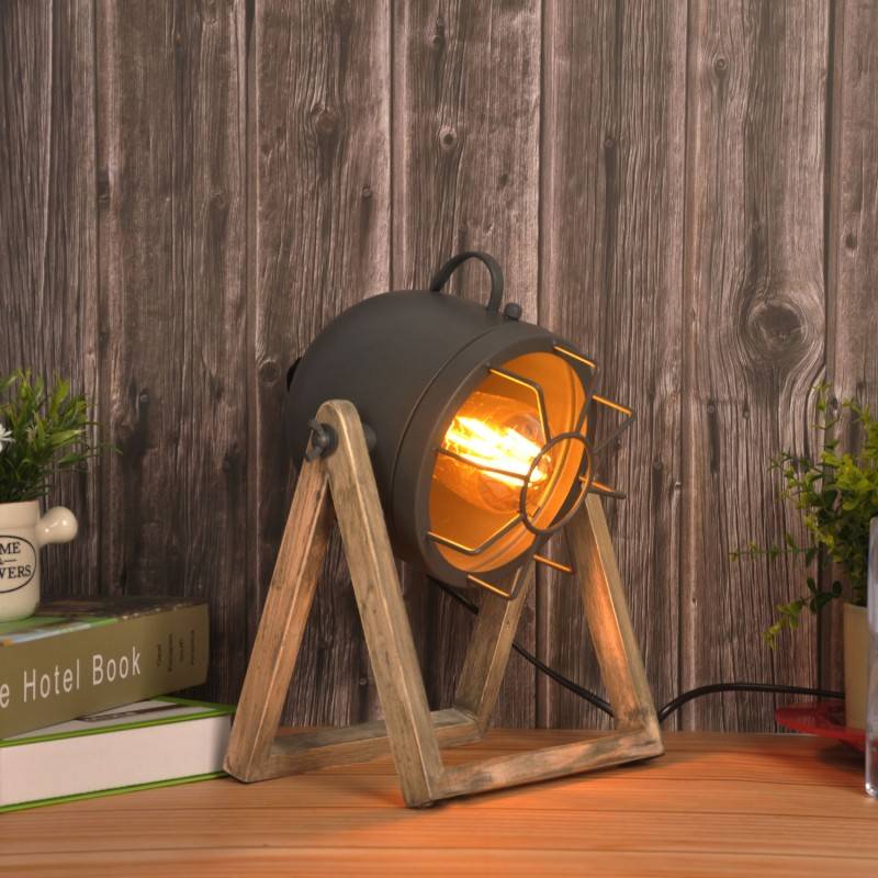 Vintage wooden table lamp "TACHICOM" E27