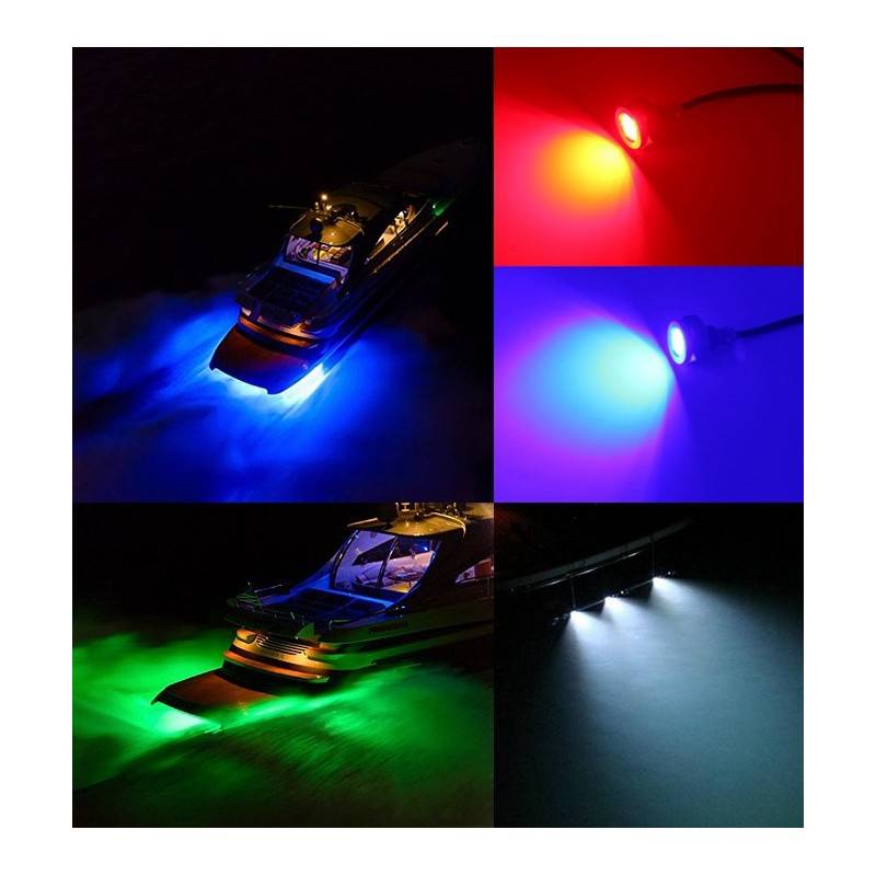 Recessed RGB LED light for drain plug in boats 27W 12V stainless steel 316L