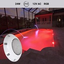 RGB LED Pool spotlight - 12V AC - 24W - Submersible - Remote control - IP68