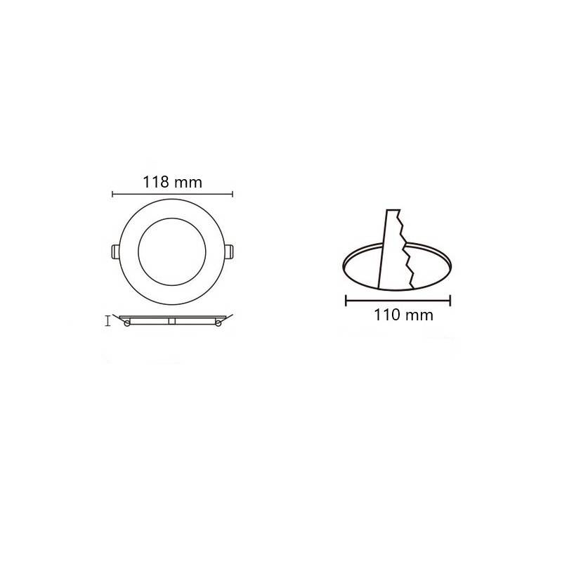 Recessed circular LED downlight - 6W - Cutout Ø110mm - 5 year warranty