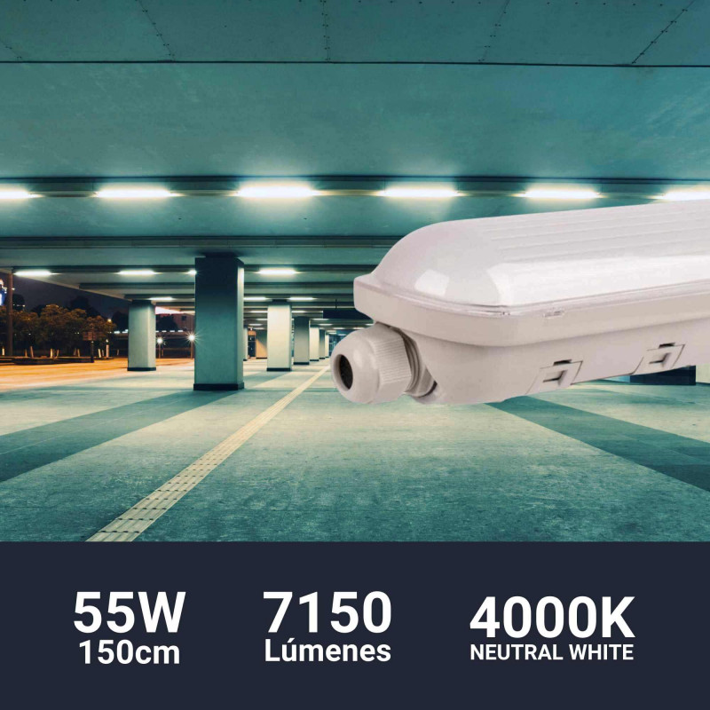 Linkable LED tri-proof batten light - 55W 150cm 7150Lm IP65