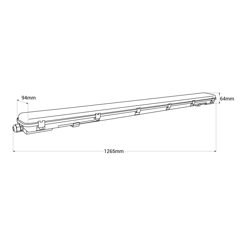 Tri-proof batten for 2 120cm LED tubes - IP65