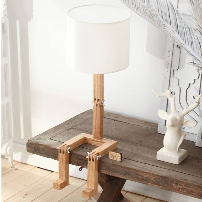 Articulated wooden table lamp "YOKI".