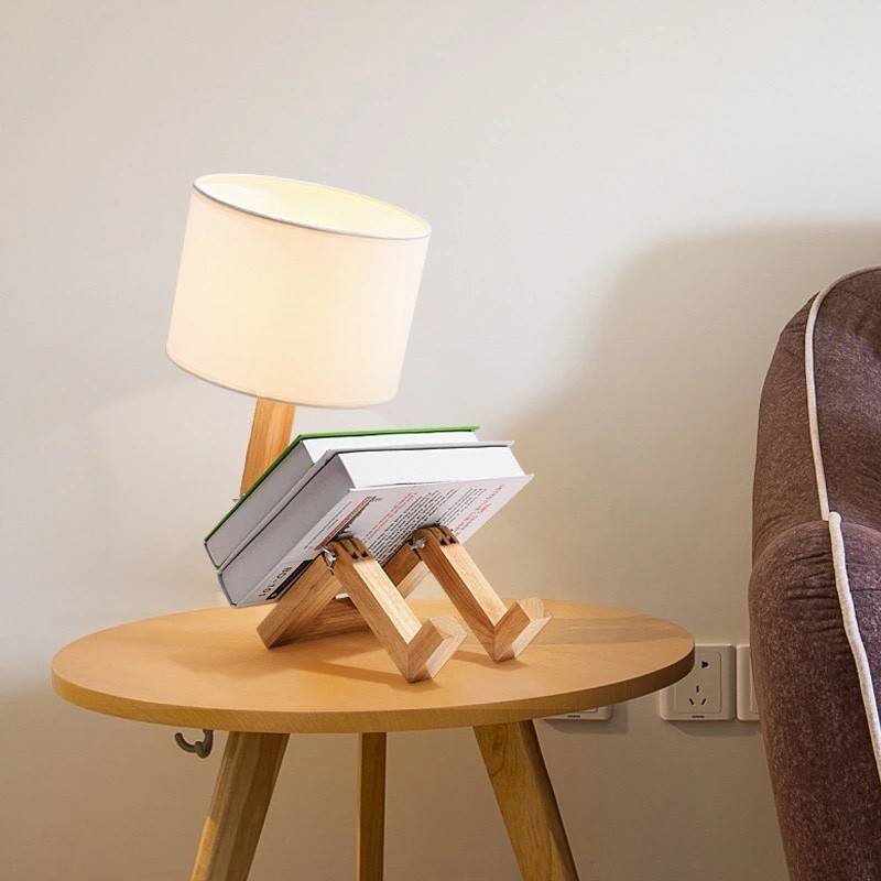 Articulated wooden table lamp "YOKI".
