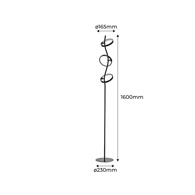 Aluminum LED floor lamp "GARLAND HOLLYWOOD" - 15W - Warm Light