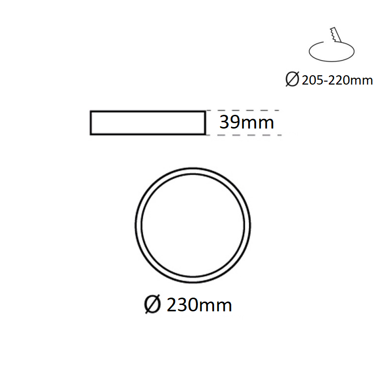 Downlight LED CCT - 40W - IP44 - Cut Ø 205-220mm