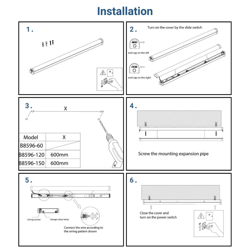High power CCT LED linear luminaire - 40W - 120cm