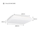 Waterproof White Square 24W LED Surface Mounted Ceiling Light 2640LM IP54