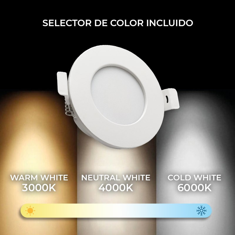 Waterproof recessed LED downlight CCT - 7W - IP44 - Cut Ø 68-75mm