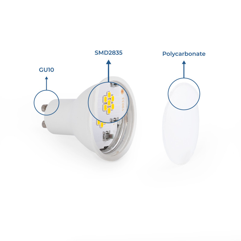 Dimmable GU10 LED bulb - 6W - 120º