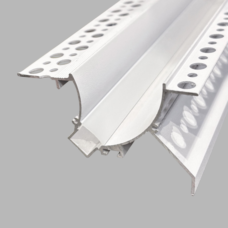 Profile for LED Strip - Recessed / Trimless for Corner - Wallwasher effect - 48 x 80mm - With diffuser - 2 meters