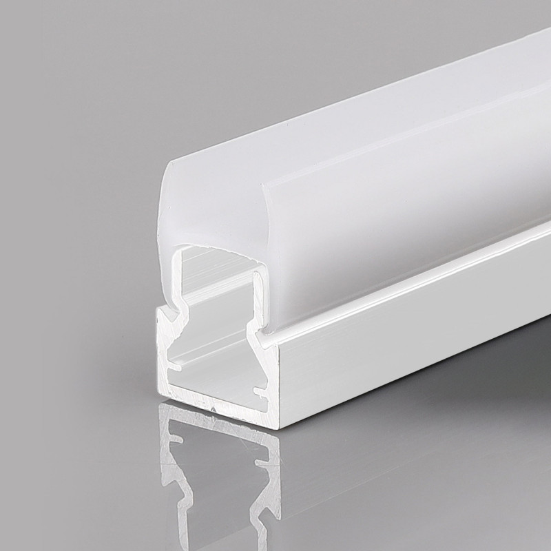 LED Strip Profile for 8mm Glass - With Diffuser - White - 2 Meters