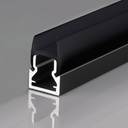 LED Strip Profile for 8mm Glass - With Diffuser - Black - 2 Meters