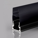 LED Strip Profile for 11mm Glass - With Diffuser - Black - 2 Meters