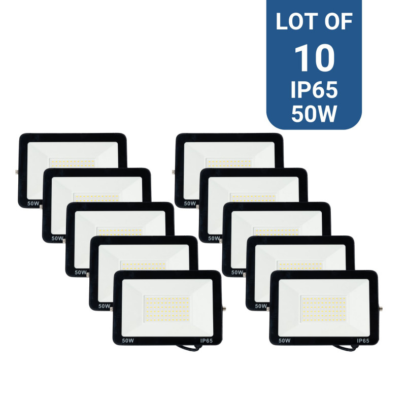Confezione da 10 proiettori LED da esterno 50W - 95lm/W - IP65