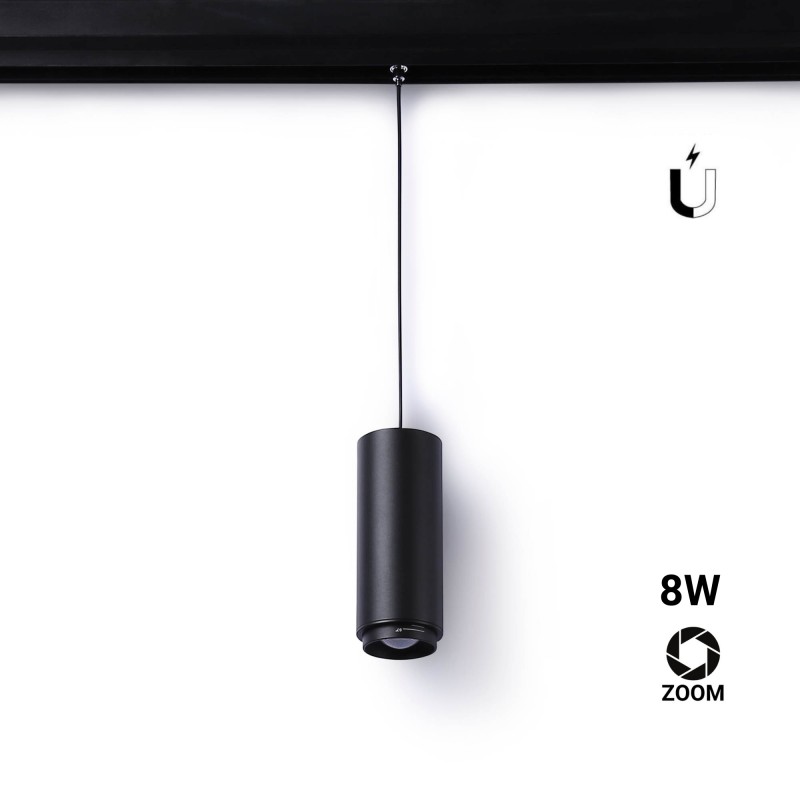Foco LED de suspensão para carril magnético com ZOOM 15°-60° - 48V - 8W - UGR16 - CRI95