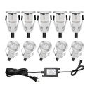 Kit 6 recessed LED spotlights for stairs or floor 0,4W 12V-DC IP67