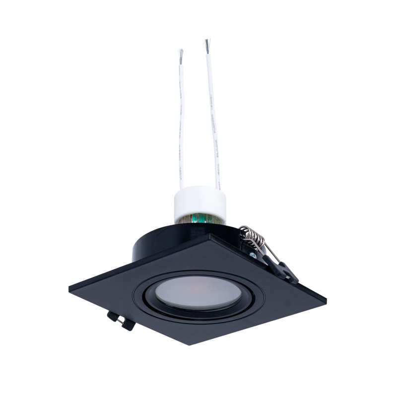 KIT Τετράγωνος δακτύλιος κάτω φωτισμού 93x93mm (μαύρο) + Λαμπτήρας GU10 5,4W + Βάση λαμπτήρα