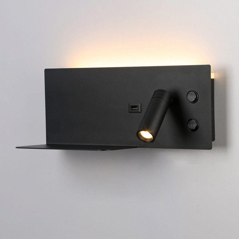 Wall reading light with USB port "Kerta" (right) - Double lighting - 3W+7W