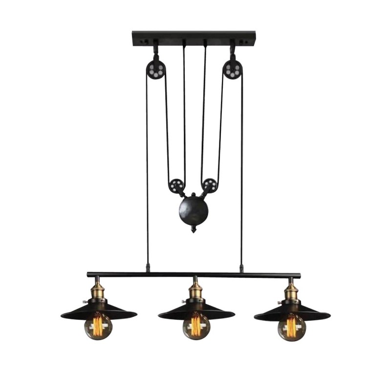 Pendant lamp with pulleys "CLOCK WORK".