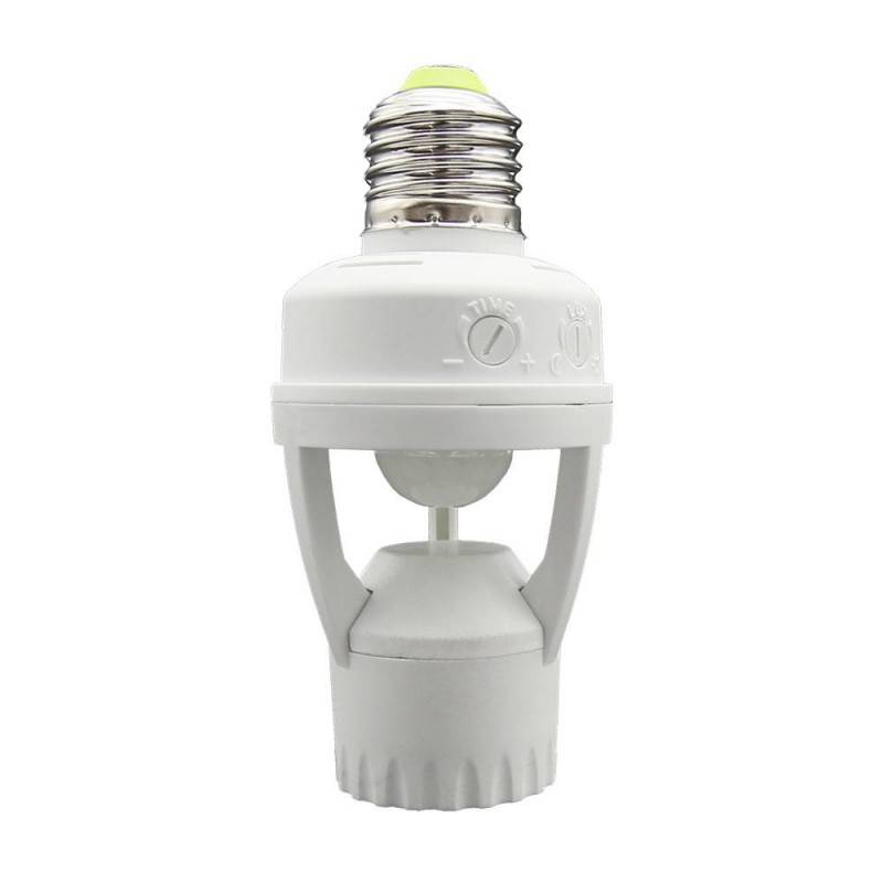 Adapter for E27 LED bulb with PIR 360º motion sensor IP20
