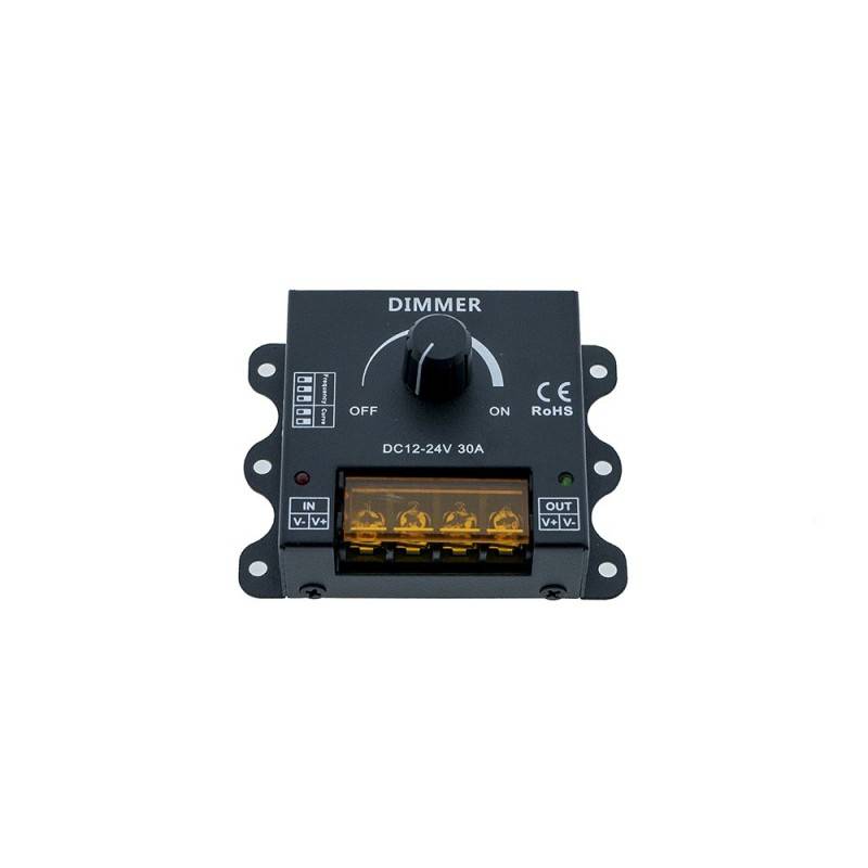 Dimmer manuálny PWM 12-24V DC - 30A - Frekvencia a krivka regulácie nastaviteľné