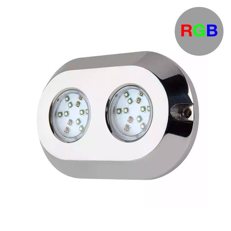 Faretto LED subacqueo RGB per imbarcazioni doppio - 12V - 120W - IP68