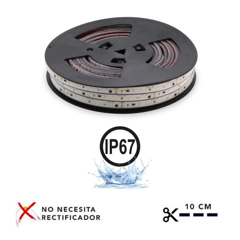 LED-stribe 220V - 300W (2400xSMD2835) - 12mm - Egnet til udendørs brug: IP67 - Rulle 20 meter