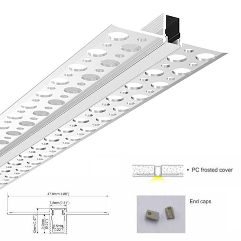 LED strip profile integration / trimless - 8x12mm - With diffuser - 2 meters
