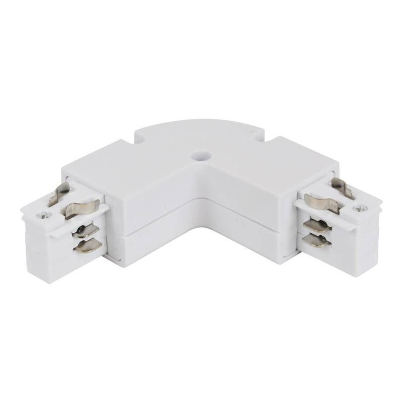 Rigid 90º corner joint for three-phase rail