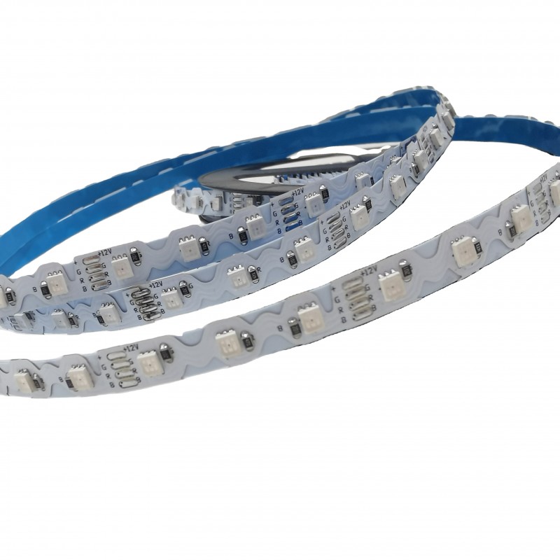 RGB LED pásek zig zag - 12V - 50W - 8mm - IP20 - 42ch/m - 5 metrů - Řez každých 6,2 cm