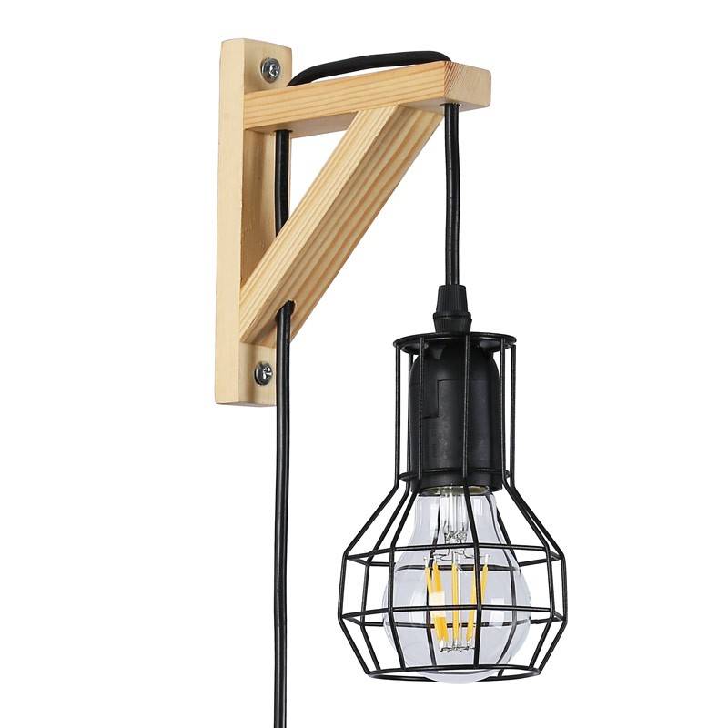 Cage wooden wall light "MICA" Bulb included