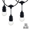 KIT - 10m Outdoor string lights + 10 LED bulbs E27 1W - IP44 - Warm White