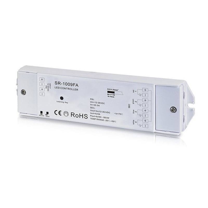 RGB/RGBW Dimmer PMW Controller - 12-36VDC(4 channels, 5A/channel) - RF Receiver - Sunricher Perfect RF