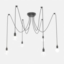 Suspension noire "Lumière" pour 6 ampoules E27 – Style vintage