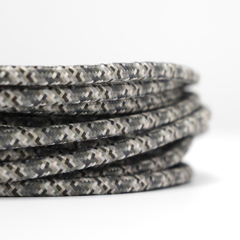 Onyx Tweed Βαμβάκι με επικάλυψη βαμβακιού Στρογγυλό ηλεκτρικό καλώδιο Μαύρο χρώμα