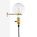 Gold Interior Wall Sconce with Socket and Switch for Bedroom, Staircase, Desk