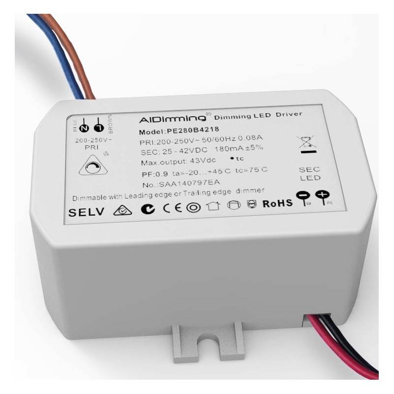 Dimmable TRIAC constant current driver 25-42V 8W 180mA