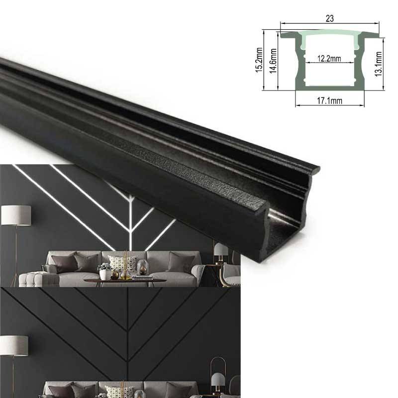 Czarny profil aluminiowy do taśmy LED 23x15mm (2 metry)