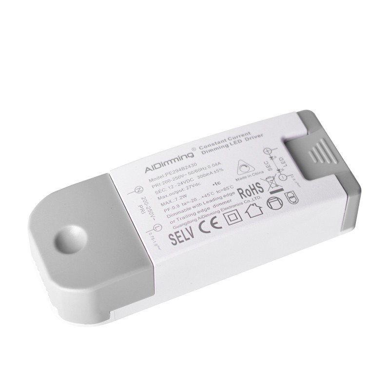 Dimmable TRIAC constant current driver 12-24V 7.2W 300mA
