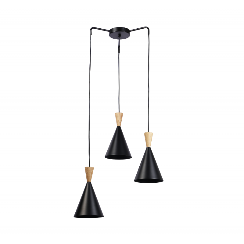 Metal and wood triple pendant light - "Lima"
